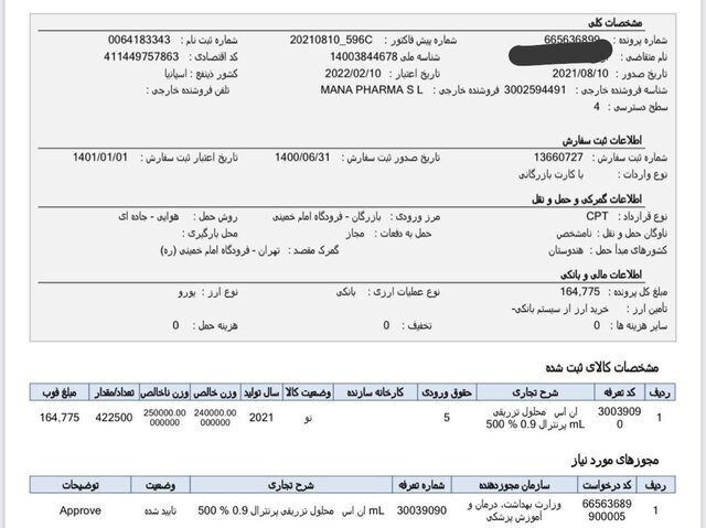 اسناد واردات ۱۳۰۰ تن سرم سرگردان در گمرک