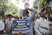 تجمع اعتراضی اطراف پارلمان هند بر سر رسوایی جاسوس‌افزار