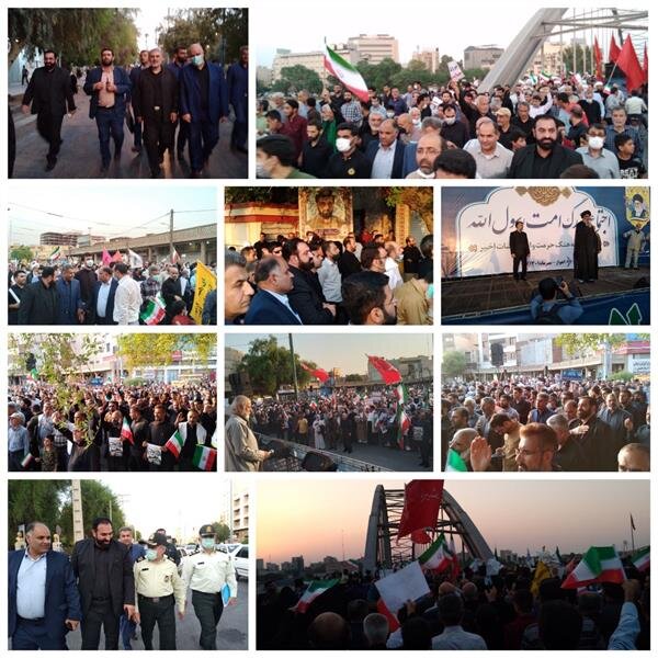 حضور مدیر کل تعاون خوزستان در تجمع اعتراضی به آشوب های اخیر