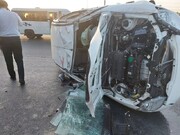 تصادف اتوبوس بین شهری و کامیون در جاده خاوران